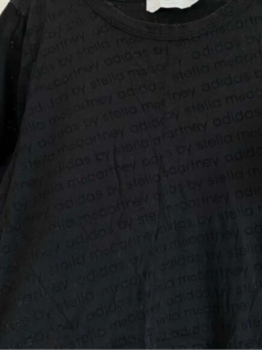 Adidas Stella McCartney T Shirt Black Logo Spell Out Crewneck Womens Boxy XS - Picture 6 of 6